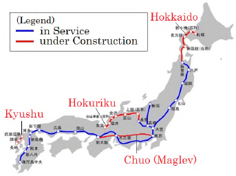 Network of Shinkansen Line