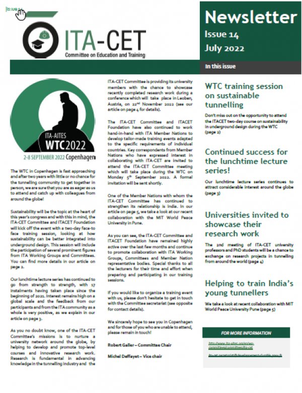 The latest edition of the ITA-CET newsletter is available